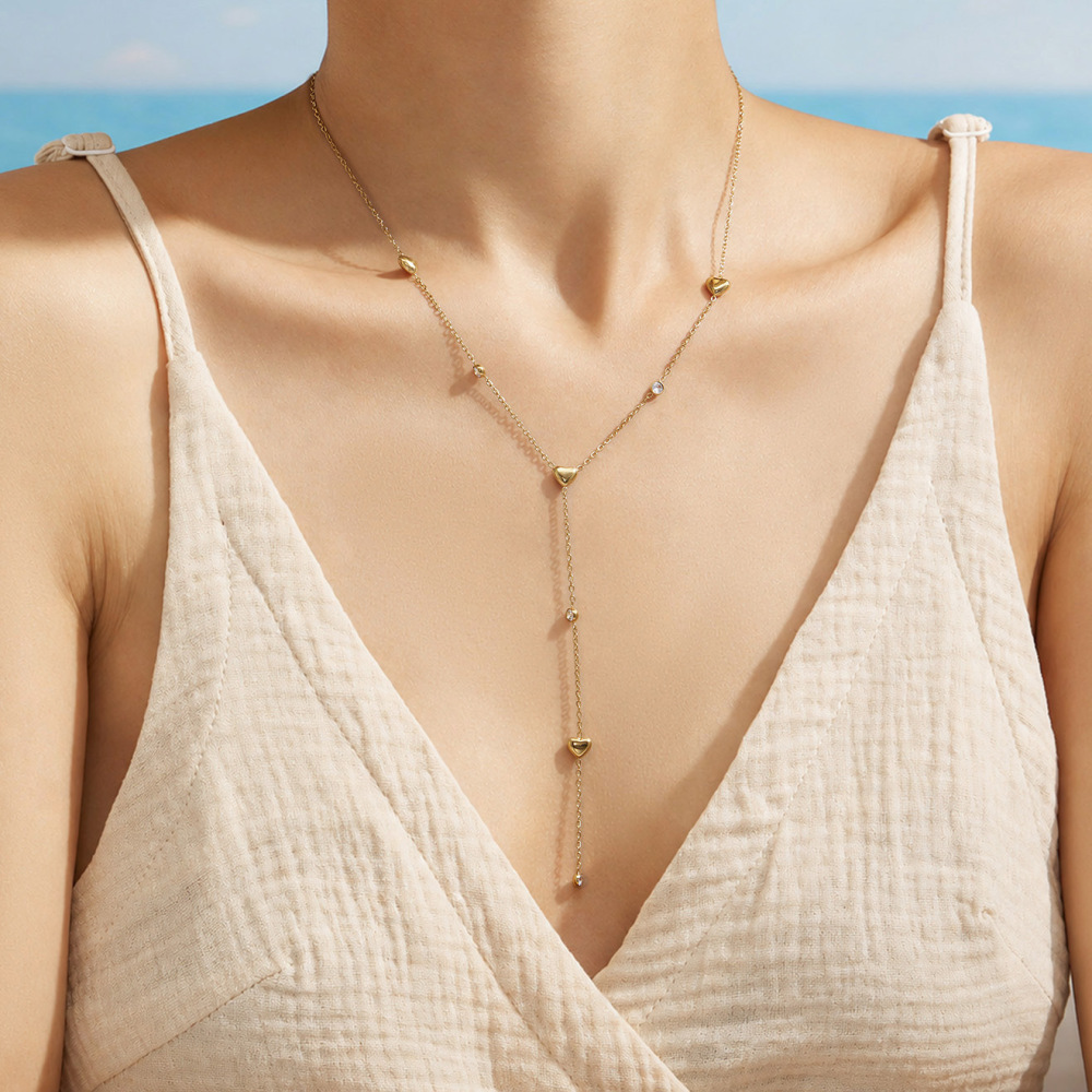 Collier Chaîne Papillon En Acier Inoxydable Étanche Couleur Or, Collection Simple Series Daily Heart Chain Image3
