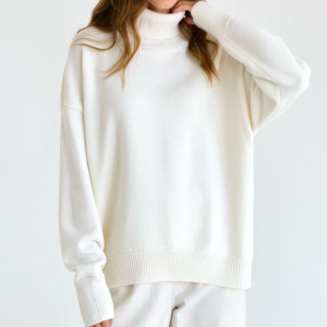 Pull En Maille À Col Roulé En Polyester Uni, Coupe Ample, Basique. h5 Image2