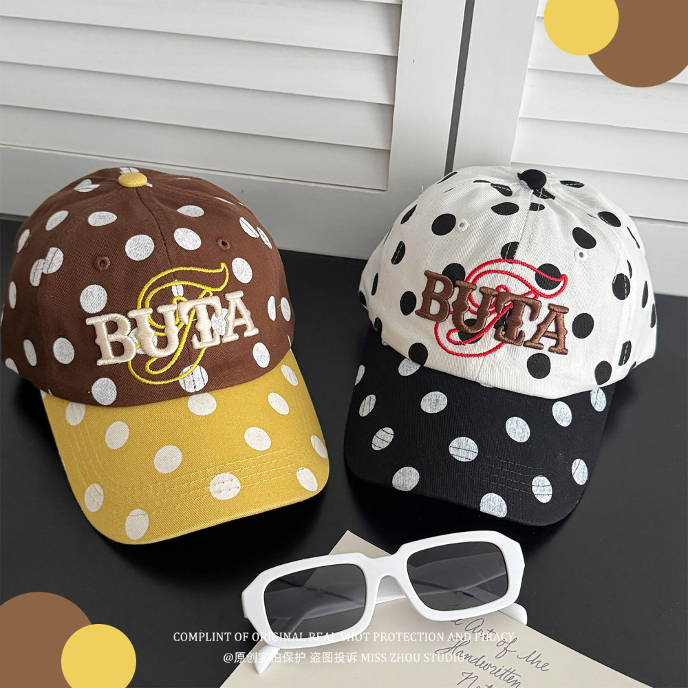 Casquette De Baseball En Coton À Pois Multicolores, Style Décontracté, Collection Simple Series Image2