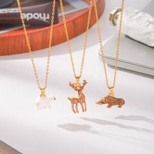 Colliers Pendentifs Pour Femmes, Collection Simple Series Daily Animal, En Acier Inoxydable Étanche, Couleur Or h5 Image3