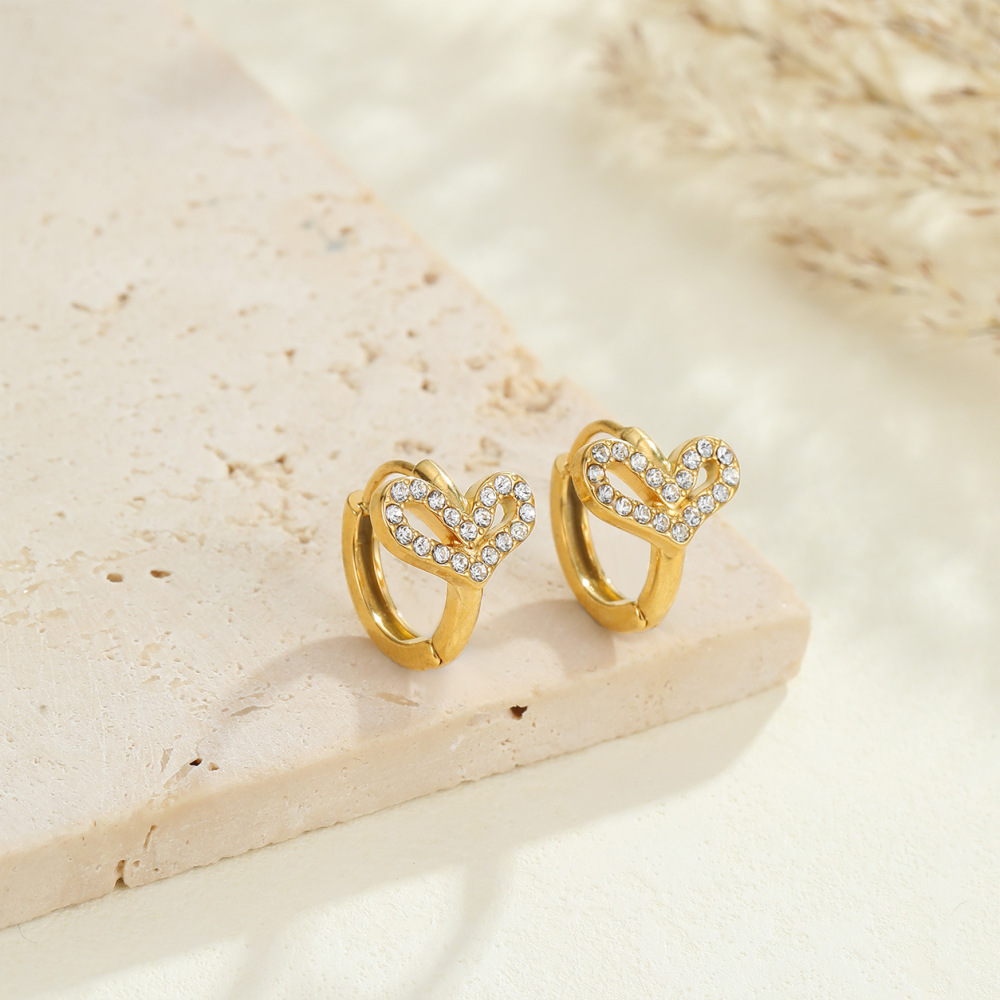 Boucles D'Oreilles Pendantes Simple Series Daily Heart En Acier Inoxydable Étanches Image3