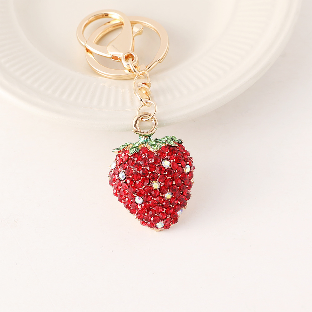 Porte-Clés Quotidien Luxueux En Alliage Et Strass, Motif Fraise, Collection Daily, Collection Fraise. h5Image3