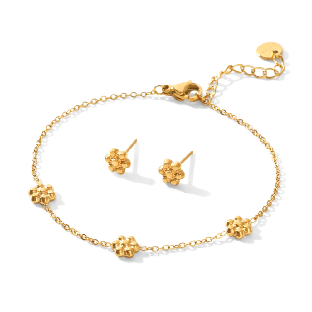 Ensembles De Bijoux Pour Femmes Simple Series Daily Flower En Acier Inoxydable Étanche Couleur Or Image6