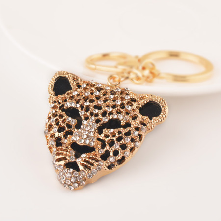 Porte-Clés Luxueux En Alliage À Motif Léopard Naturel Et Strass, Collection « Luxury Series ». 2