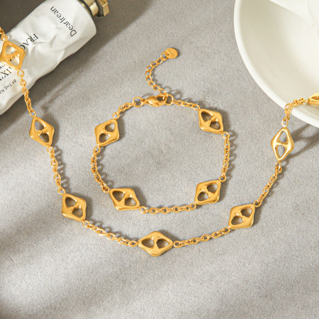 Ensembles de bijoux pour femmes Simple Series Daily Irregular Shape Chain Infinity en acier inoxydable étanche couleur or