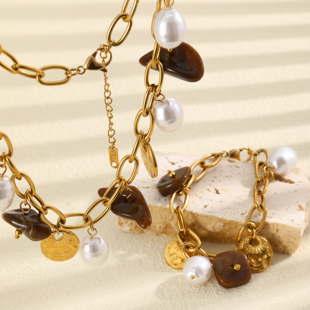 Colliers pendentifs pour femmes, collection Simple Series, style rétro, forme irrégulière, chaîne en acier inoxydable étanche, couleur or