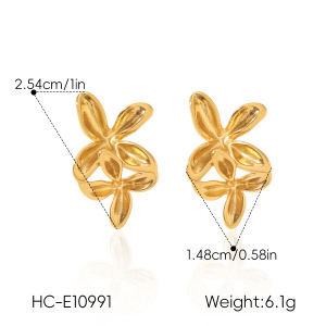 Boucles D'Oreilles Puces Pour Femmes Simple Series Daily Flower En Acier Inoxydable Étanche Couleur Or h5 Image2