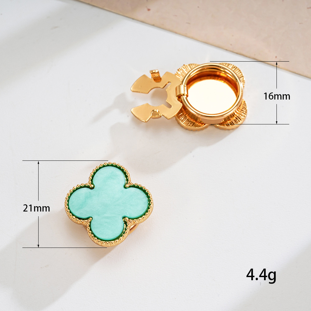 Boutons De Manchette En Alliage Simple Series Daily Flower Avec Trèfle Souriant Image4