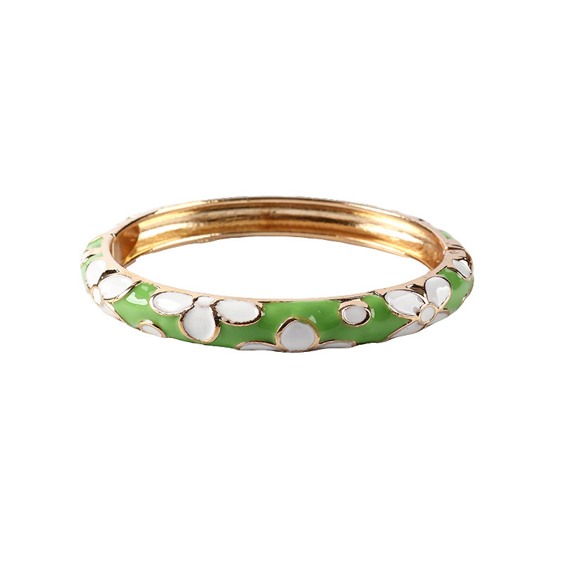 Bracelets Pour Femmes En Alliage Doré, Style Rétro À Fleurs Multicolores, Collection Simple h5Image4