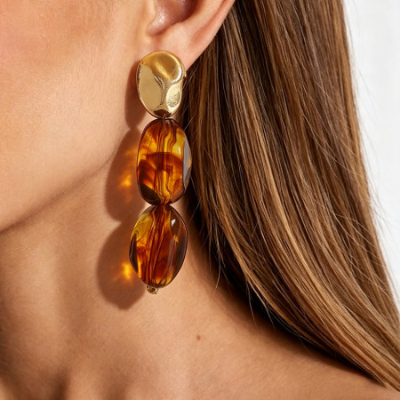 Boucles D'Oreilles Rétro En Résine Pour Femmes