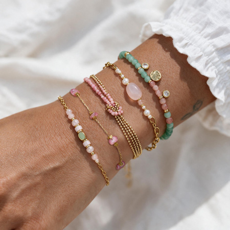 Bracelets À Breloques Élégants Pour Femmes, Ornés De Perles Et De Pierres Naturelles Couleur Or