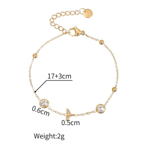 Bracelet À Breloques Élégant En Acier Inoxydable, Couleur Or, Avec Pendentif Cœur, Étoile Et Couronne, Style Simple Et Élégant. h5 