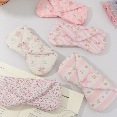 Pochette à lunettes pour femme en polyester avec nœud papillon fleuri, collection romantique