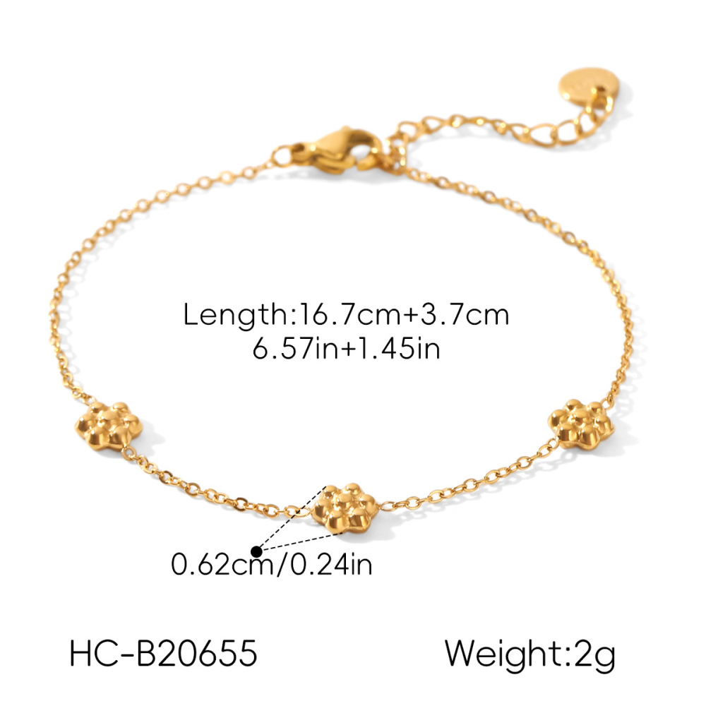 Ensembles De Bijoux Pour Femmes Simple Series Daily Flower En Acier Inoxydable Étanche Couleur Or Image2