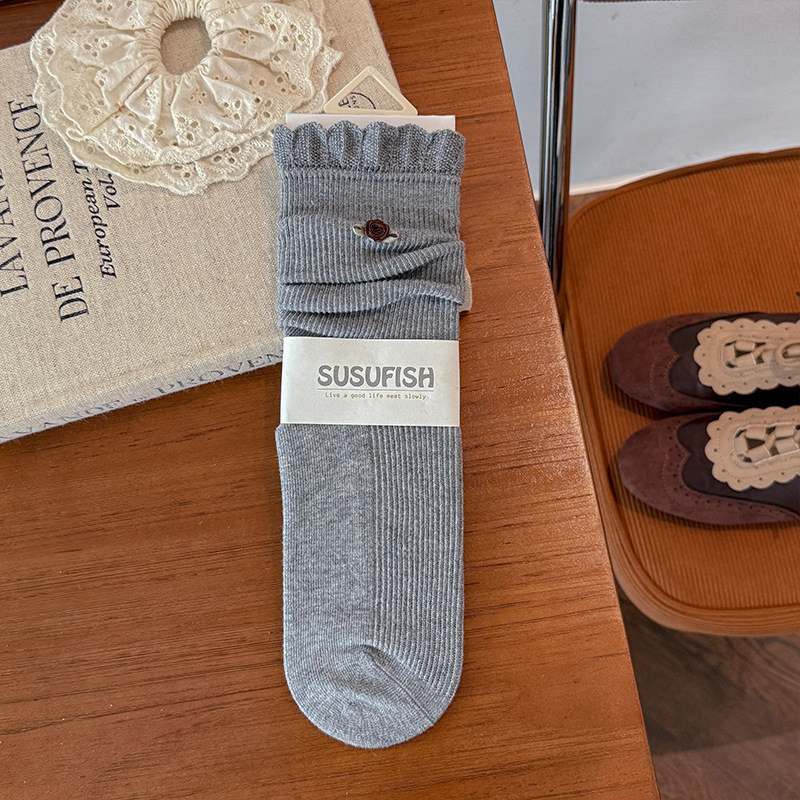 Chaussettes Mi-Mollet Élégantes Unies Pour Femmes