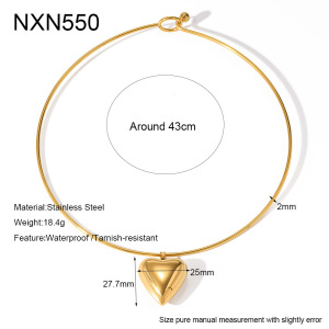 Collier Ras-De-Cou Romantique Pour Femme, En Acier Inoxydable Imperméable, Couleur Or, Forme Géométrique, Zircon. h5