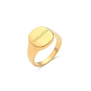 Bague Chevalière Simple Series Daily Letter De Forme Irrégulière En Acier Inoxydable Étanche Couleur Or h5 Image4