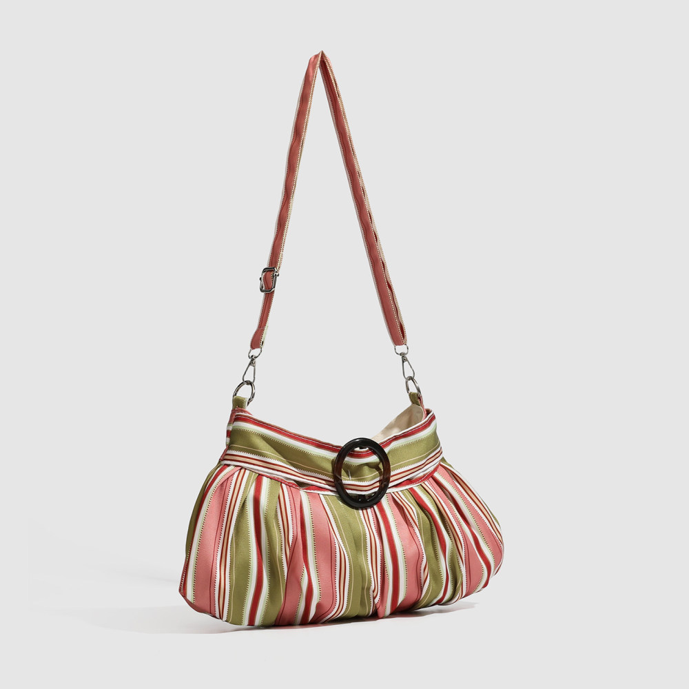 Sacs À Bandoulière Oreiller Pour Femmes, Style Parisien Chic, Rayures Imprimées, Couleurs Mélangées, En Polyester. Image2