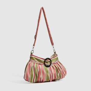 Sacs À Bandoulière Oreiller Pour Femmes, Style Parisien Chic, Rayures Imprimées, Couleurs Mélangées, En Polyester. h5 Image2