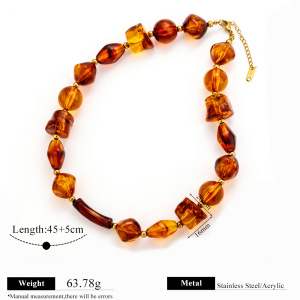 Colliers De Perles Acryliques Pour Femmes, Collection Simple Series, Style Rétro, Formes Irrégulières Et Dégradé De Couleurs. h5 