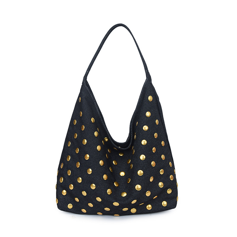 Sacs À Bandoulière Carrés Pour Femmes En Coton Uni, Style Décontracté, Ornés De Clous Et De Détails Métalliques. 