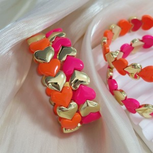 Bracelets Pour Femmes Simple Series Sweet Heart, Couleurs Cuivre Et Or Mélangées h5 Image4