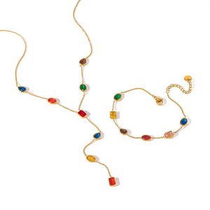 Ensembles De Colliers Pour Femmes En Acier Inoxydable Étanche, Couleur Or Et Zircon. h5 Image4