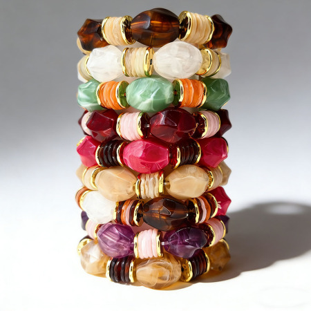 Bracelets De Perles En Résine À Dégradé De Couleurs Pour Femmes