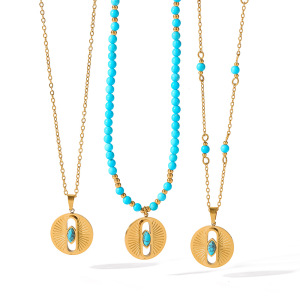 Colliers Pendentifs Pour Femmes, Collection Romantique Bohème, Forme Géométrique, Acier Inoxydable, Couleur Or, Étanches h5 Image4