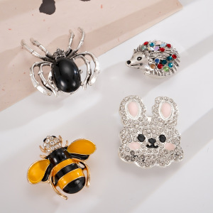 Boutons De Manchette En Alliage De Strass, Couleurs Assorties, Motif Animaux Mignons De Dessin Animé De Luxe h5 Image4