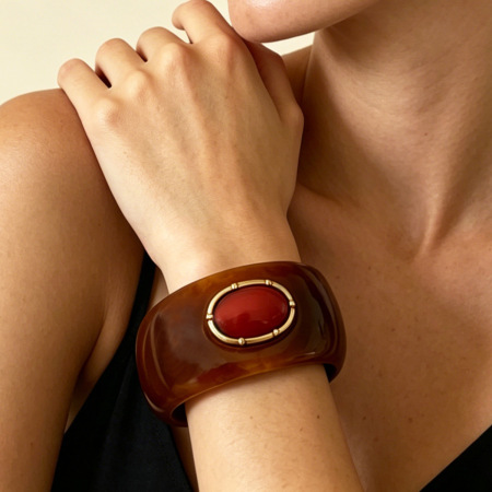 Bracelets pour femmes en résine, forme elliptique, style rétro et irrégulier, collection Simple