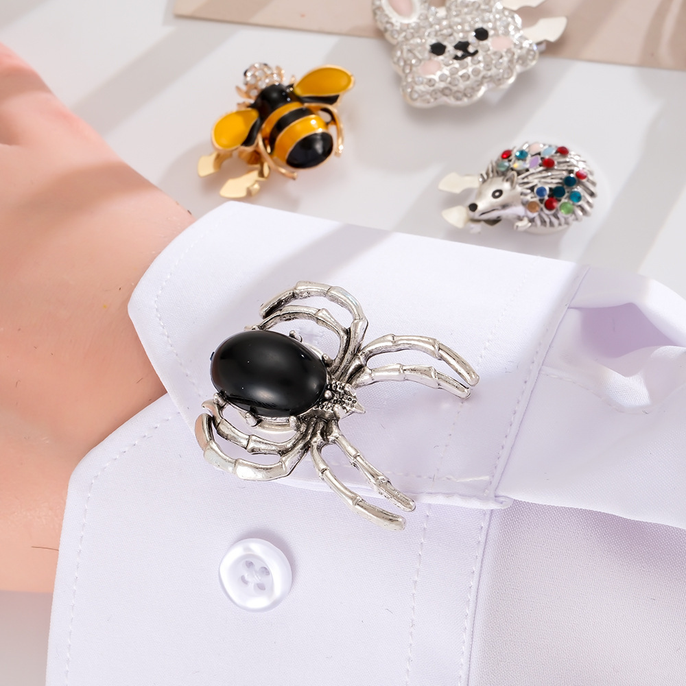Boutons De Manchette En Alliage De Strass, Couleurs Assorties, Motif Animaux Mignons De Dessin Animé De Luxe Image2