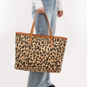 Sac Cabas Femme En Coton Imprimé Léopard Style Décontracté h5 Image3