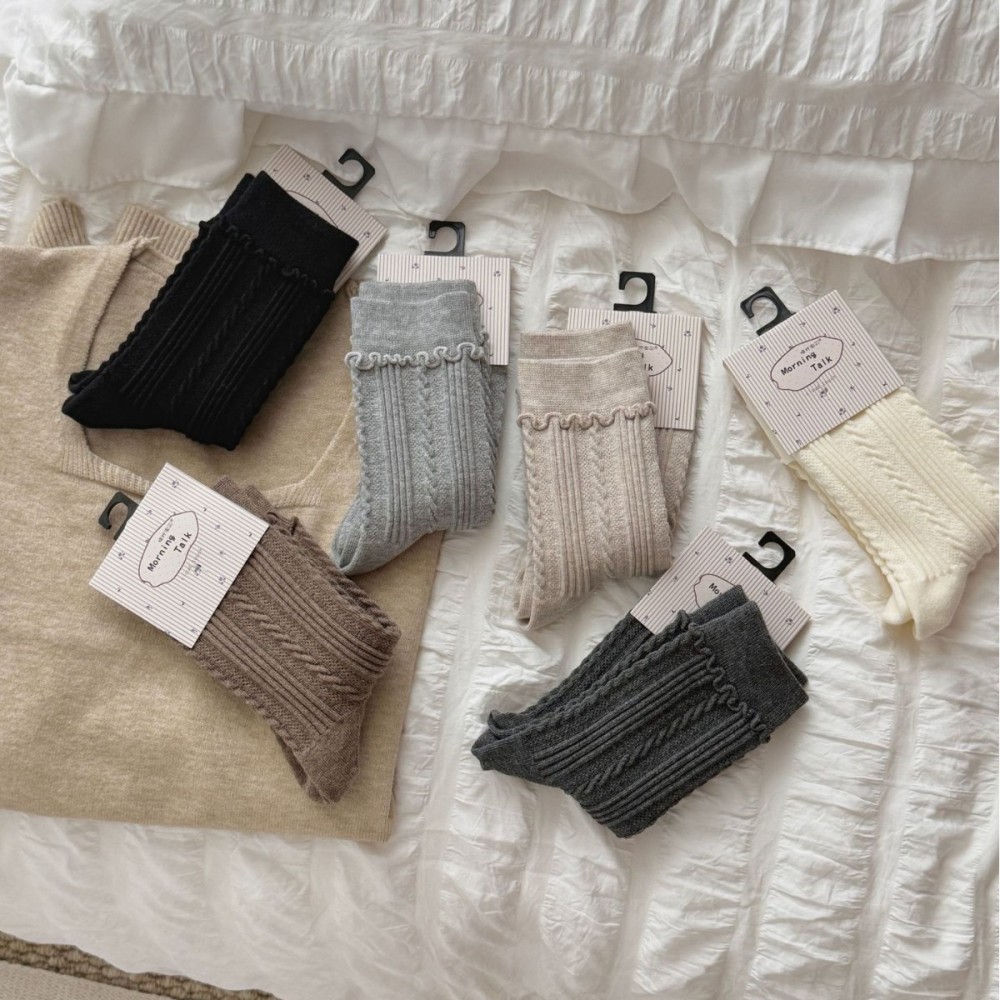 Chaussettes Mi-Mollet Basiques À Rebond Léger, Couleur Unie Image4