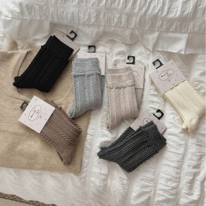 Chaussettes Mi-Mollet Basiques À Rebond Léger, Couleur Unie h5 Image4