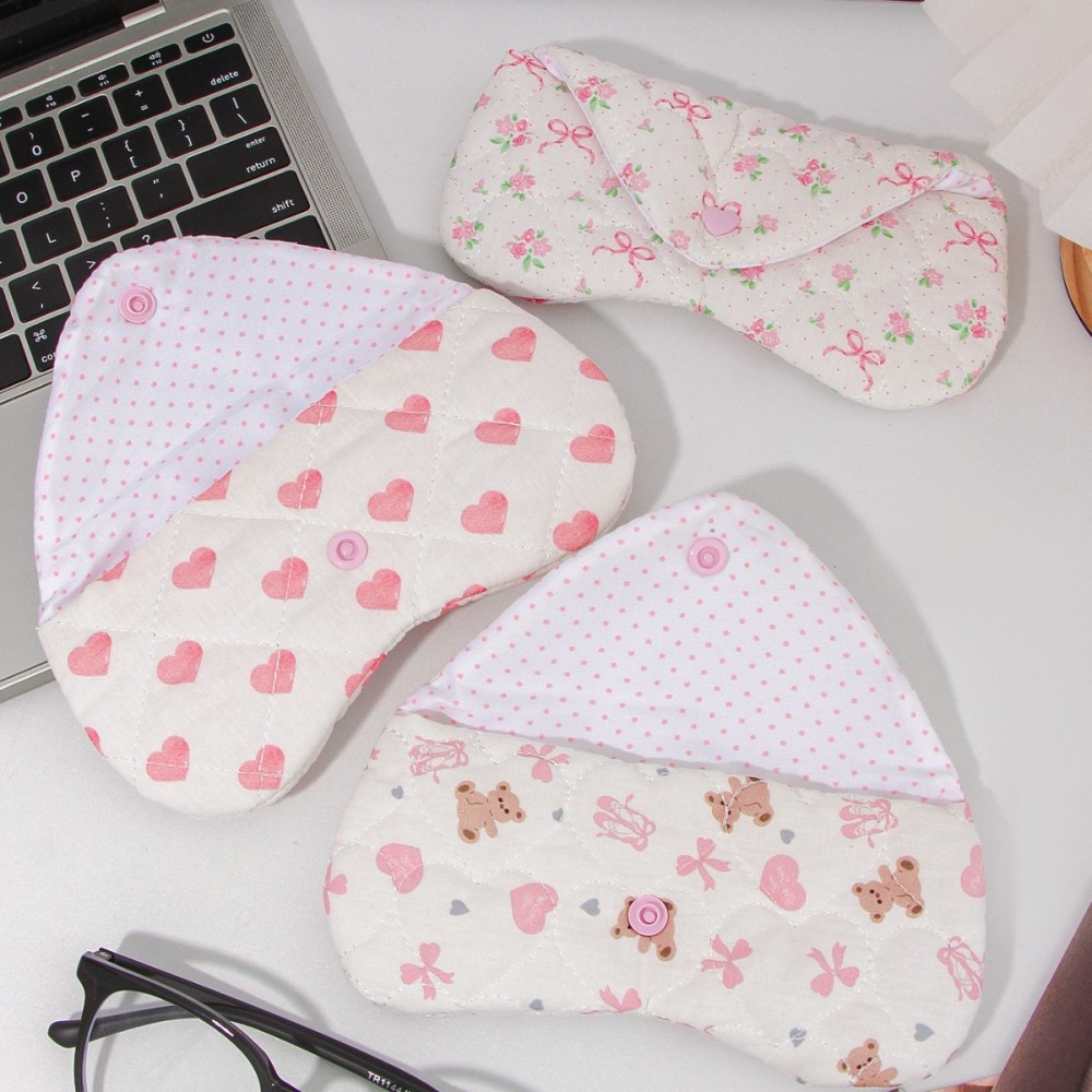 Pochette À Lunettes Pour Femme En Polyester Avec Nœud Papillon Fleuri, Collection Romantique h5Image3