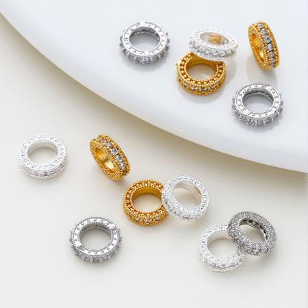 Perles d'espacement rondes couleur cuivre et or, série simple à faire soi-même