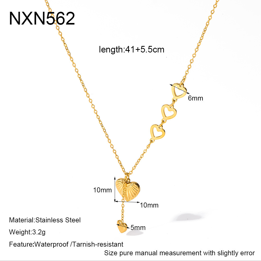 Colliers Pendentifs Pour Femmes Simple Series Daily Heart En Acier Inoxydable Ajouré, Étanches, Couleur Or