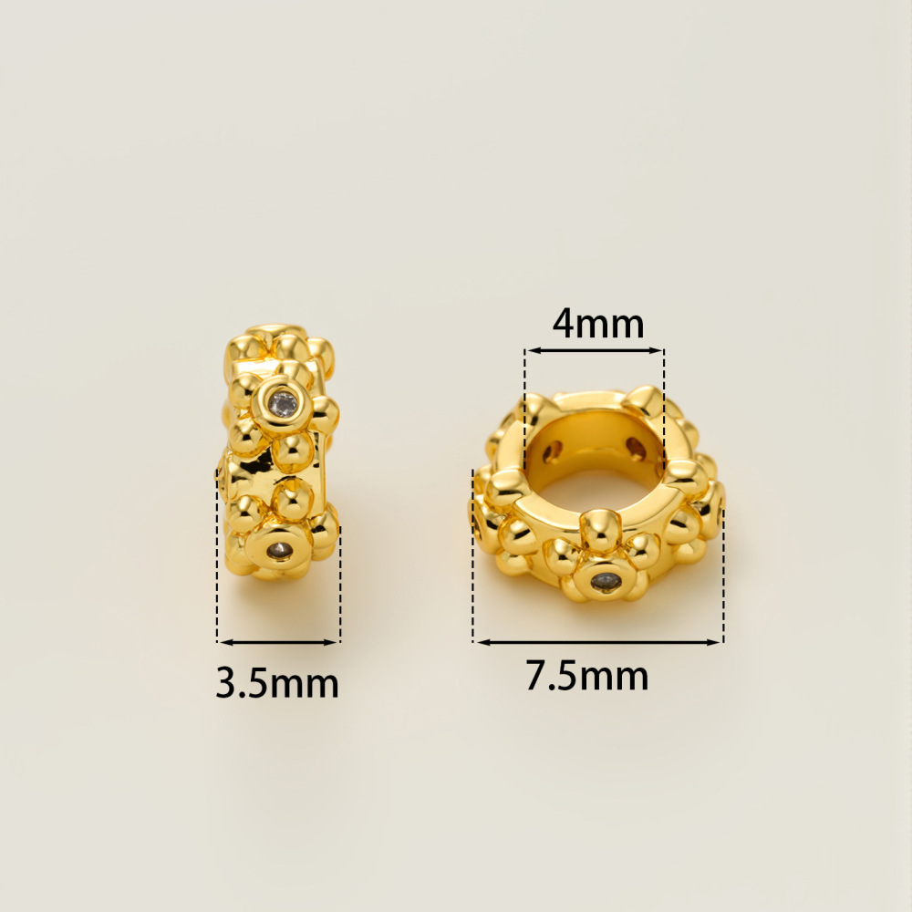 Perles D'Espacement Rondes Couleur Cuivre Et Or, Série Simple À Faire Soi-Même h5Image3