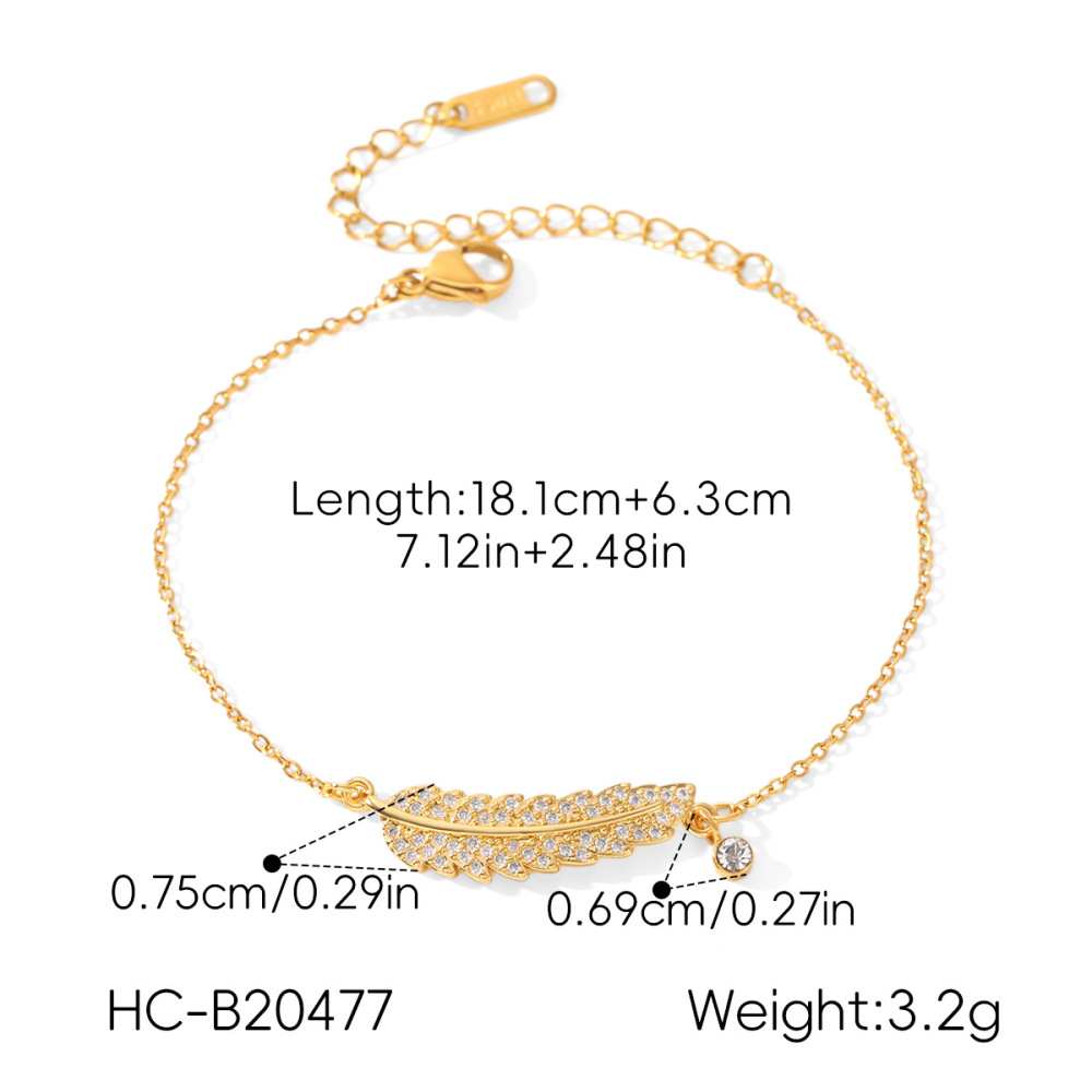 Colliers Pendentifs Pour Femmes Simple Series Daily Feather En Acier Inoxydable Étanche Couleur Or Avec Zircon Image2