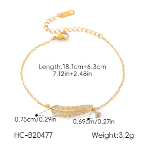 Colliers Pendentifs Pour Femmes Simple Series Daily Feather En Acier Inoxydable Étanche Couleur Or Avec Zircon h5 Image2