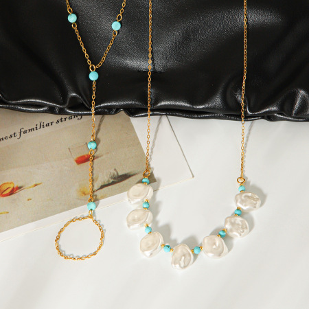 Colliers de perles pour femmes, collection Simple, forme irrégulière, couleurs assorties, en acier inoxydable, couleur or, étanches.
