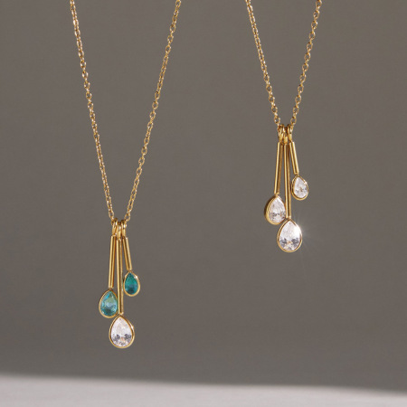 Colliers pendentifs pour femmes en acier inoxydable, étanches, couleur or, avec zircon et motif goutte simple
