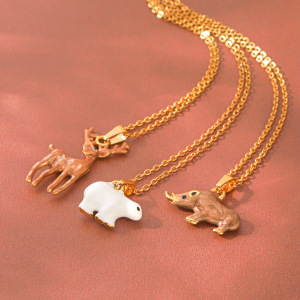 Colliers Pendentifs Pour Femmes, Collection Simple Series Daily Animal, En Acier Inoxydable Étanche, Couleur Or h5 Image5