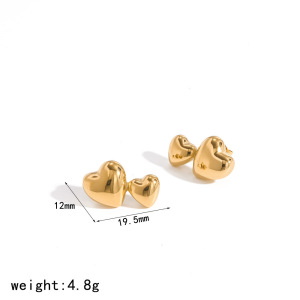 Boucles D'Oreilles Puces Pour Femmes, En Acier Inoxydable Imperméable, Couleur Or, En Forme De Cœur Et D'Étoile, Ornées De Strass. h5