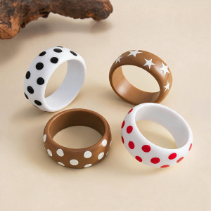 Bracelets Pour Femmes En Résine À Pois Rétro Et Étoiles De La Série Simple h5 Image2