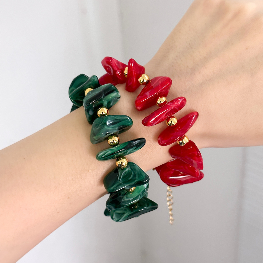 Bracelets En Résine Pour Femmes, Style Rétro, Perles De Forme Irrégulière Image3