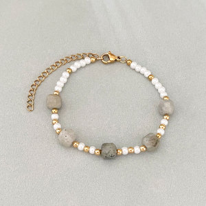 Bracelets De Perles Rétro Simples, Dégradé De Couleurs, Pierres Naturelles, Couleur Or, Pour Femmes h5 