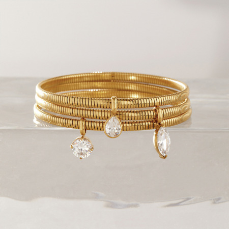 Bracelets à breloques pour femmes, en acier inoxydable, étanches, couleur or, motif goutte simple