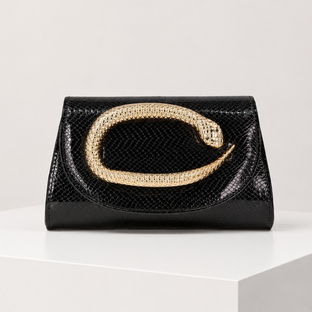Pochettes De Soirée Pour Femmes En Pu Avec Fermoir En Métal Et Motif Serpent 